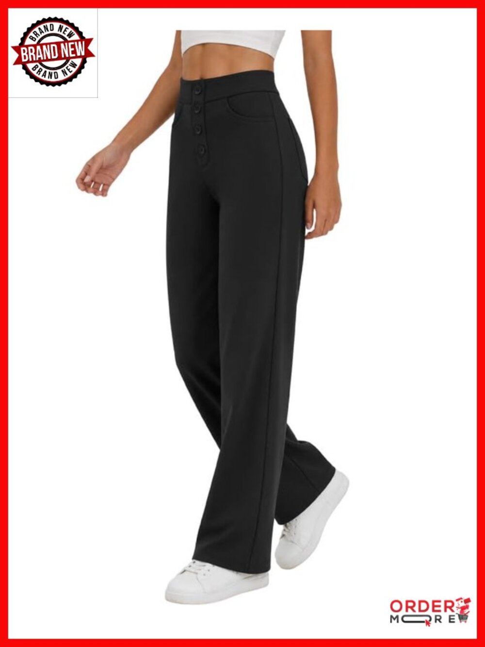Women's Stretch Wide Leg Dress Pants High Waist Work Pants 4 Pockets